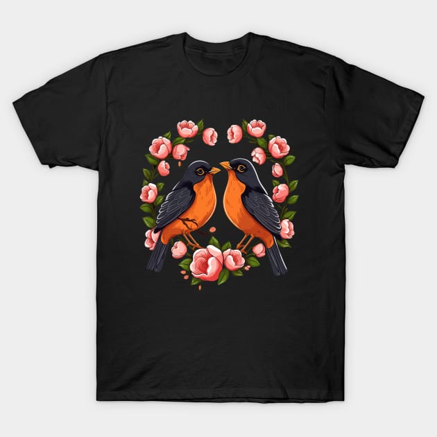 American Robin Valentine Day T-Shirt by JH Mart